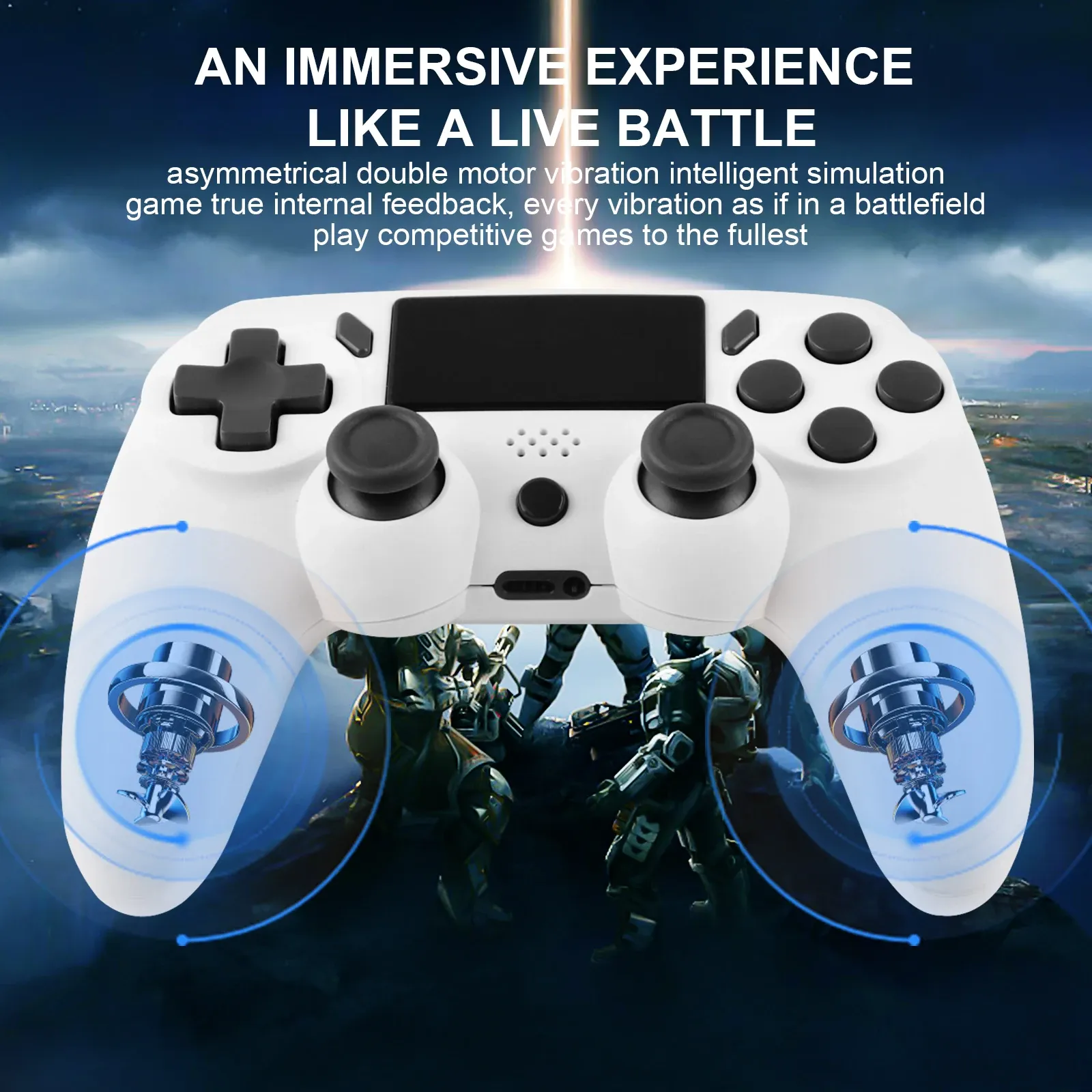 Manette de jeu sans fil GAMINJA à gyroscope 6 axes, avec pavé tactile et double vibration, compatible PS4, PS3 et PC 2