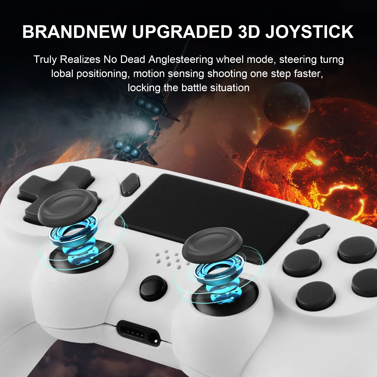 Manette de jeu sans fil GAMINJA à gyroscope 6 axes, avec pavé tactile et double vibration, compatible PS4, PS3 et PC 4