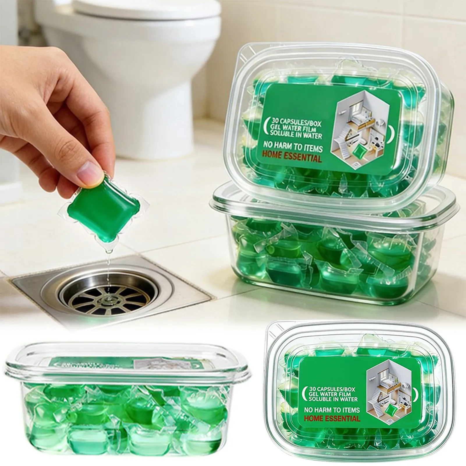 Gel désodorisant et nettoyant pour égouts parfumé, soluble dans l'eau, pour éviers, drains, cuisine et salle de bain - Image 1