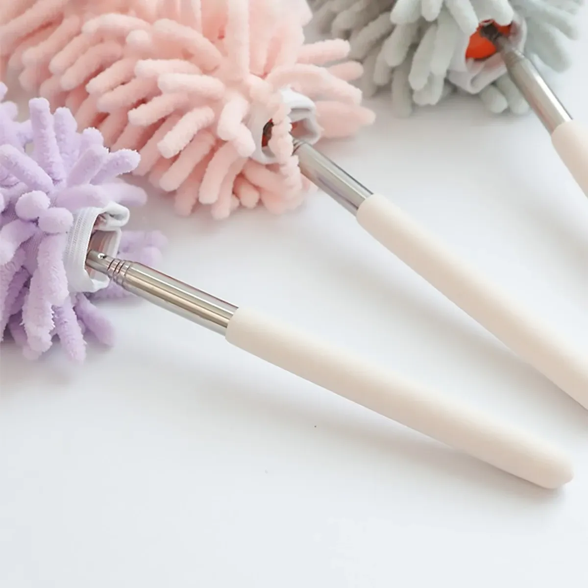 Mini-brosse télescopique à manche extensible, lavable, tête flexible 6