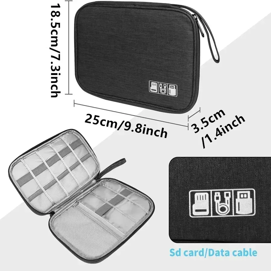 Organiseur de voyage compact pour câbles, disques durs mobiles et petits accessoires numériques 2