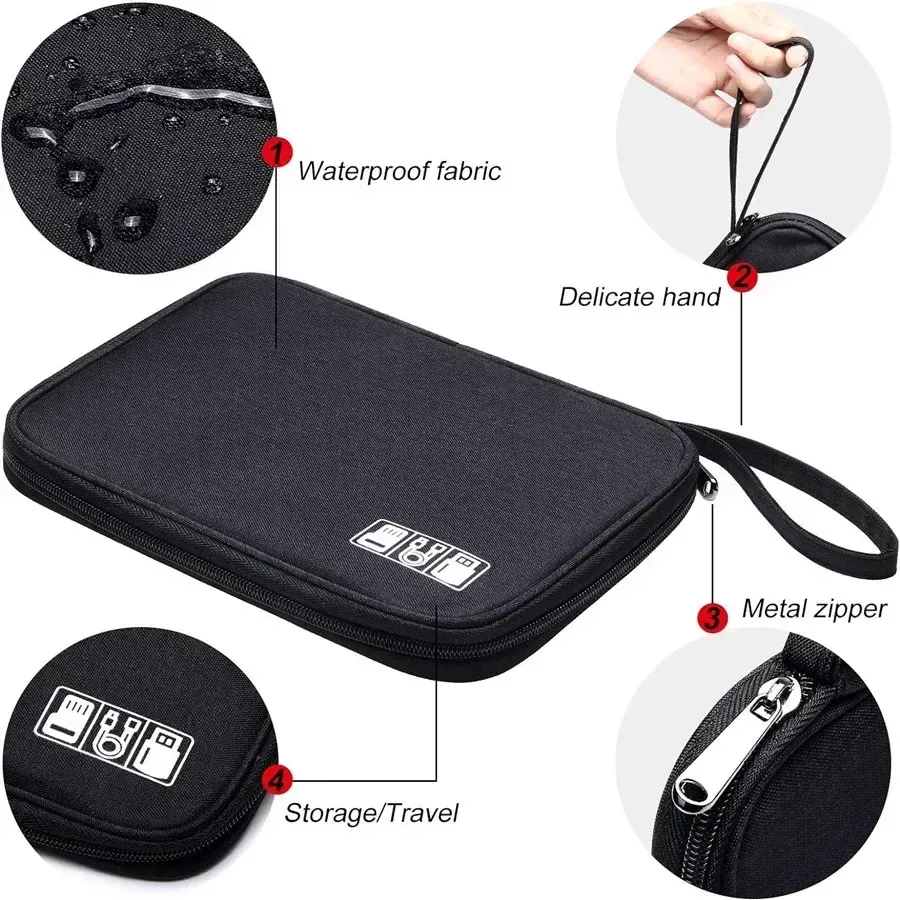 Organiseur de voyage compact pour câbles, disques durs mobiles et petits accessoires numériques 4