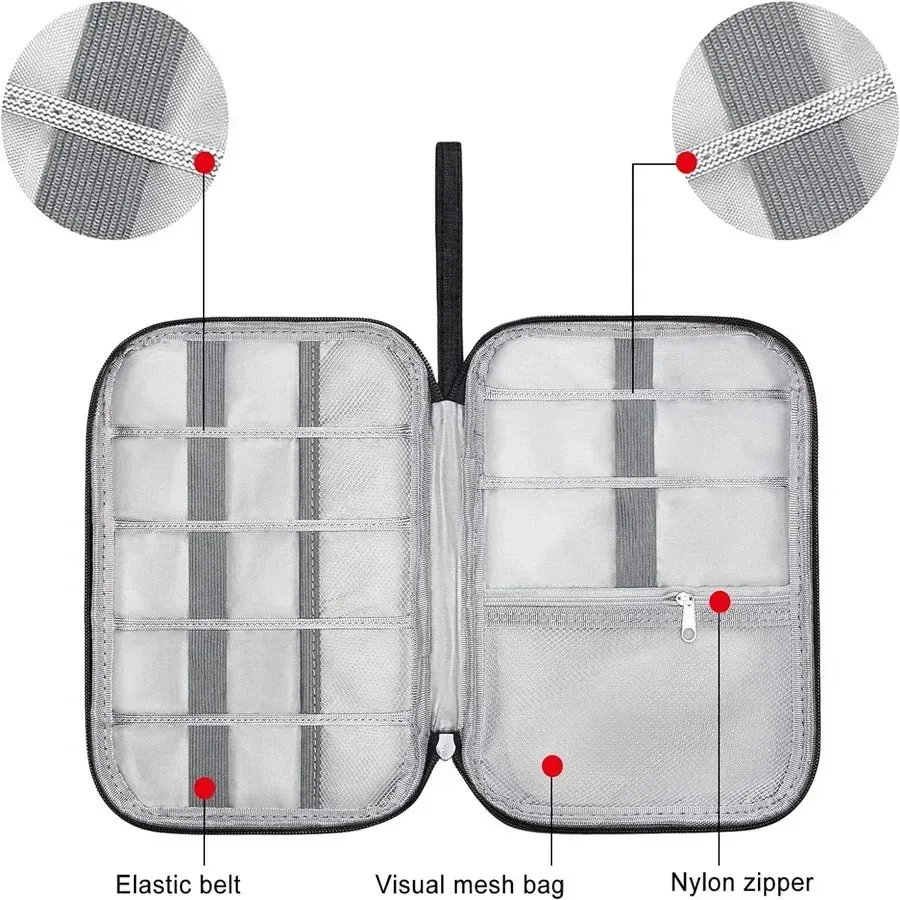 Organiseur de voyage compact pour câbles, disques durs mobiles et petits accessoires numériques 5