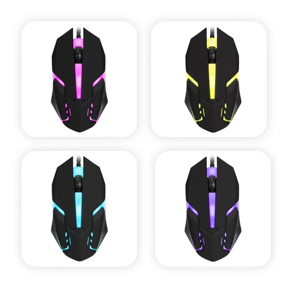 Souris optique filaire USB pour jeux avec rétroéclairage RGB, 3 boutons et design ergonomique 3