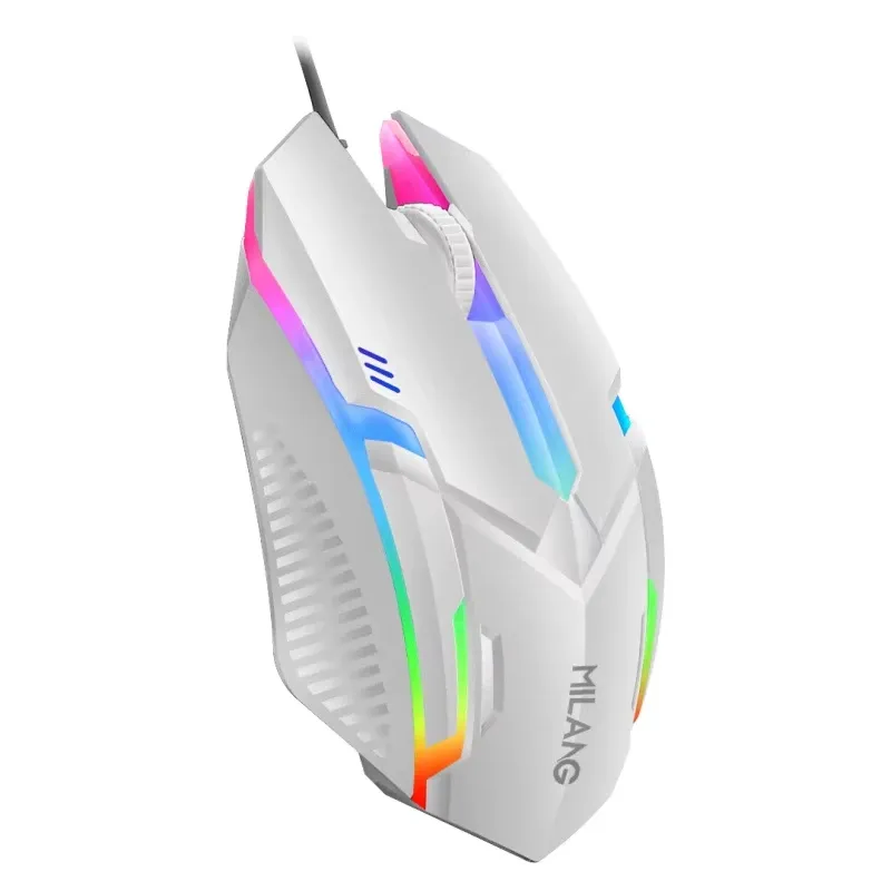 Souris optique filaire USB pour jeux avec rétroéclairage RGB, 3 boutons et design ergonomique 5