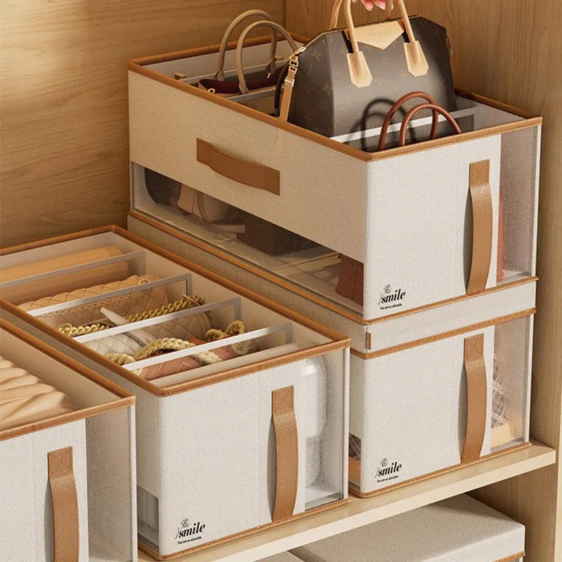 Boîte de rangement pliable pour sacs à main - Organisateur à compartiments ouverts et design gain de place, pour sacs fourre-tout, sacs à dos, chaussures et vêtements 3