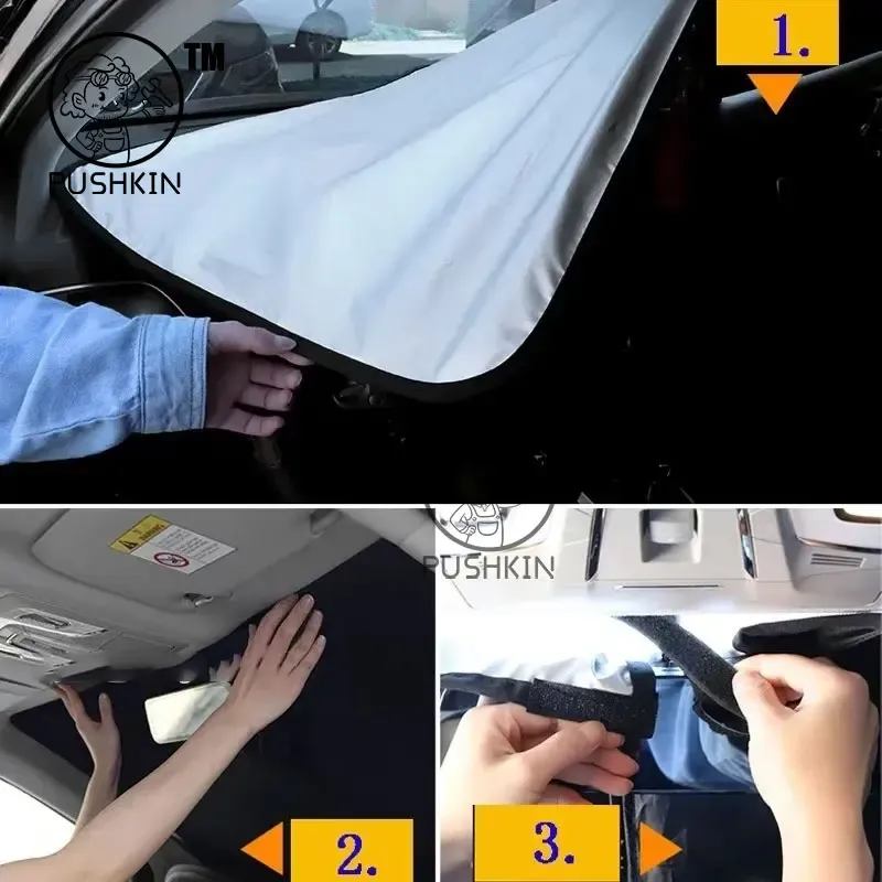 Détail du pare-soleil pliable pour véhicule