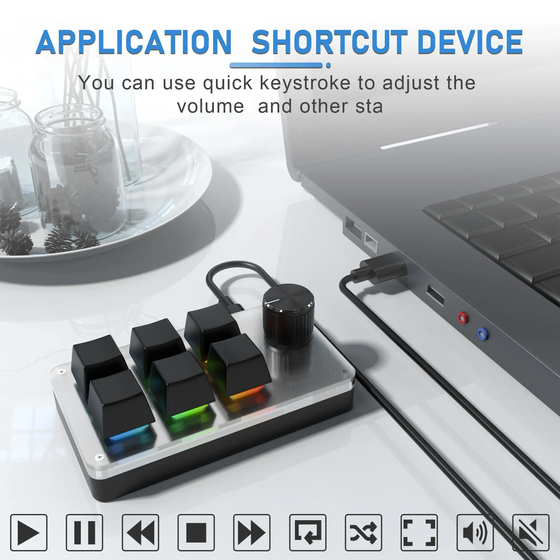 Clavier de programmation Mini 6 touches avec macro, boutons RVB programmables, clavier mécanique USB personnalisé pour jeux et Photoshop 3