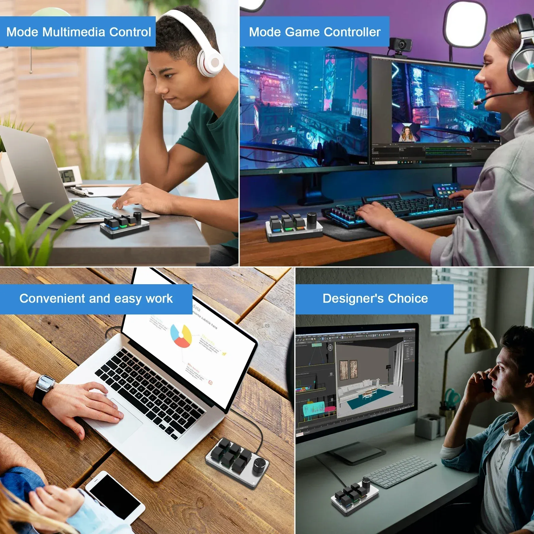 Clavier de programmation Mini 6 touches avec macro, boutons RVB programmables, clavier mécanique USB personnalisé pour jeux et Photoshop 6