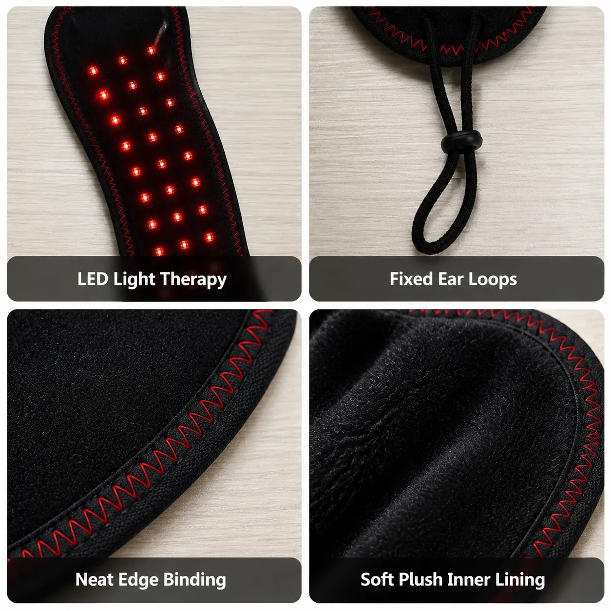 Cache-nez chauffant rechargeable à lumière rouge, 3 niveaux de chaleur réglables, doublure en peluche douce, masque chauffant portable 6