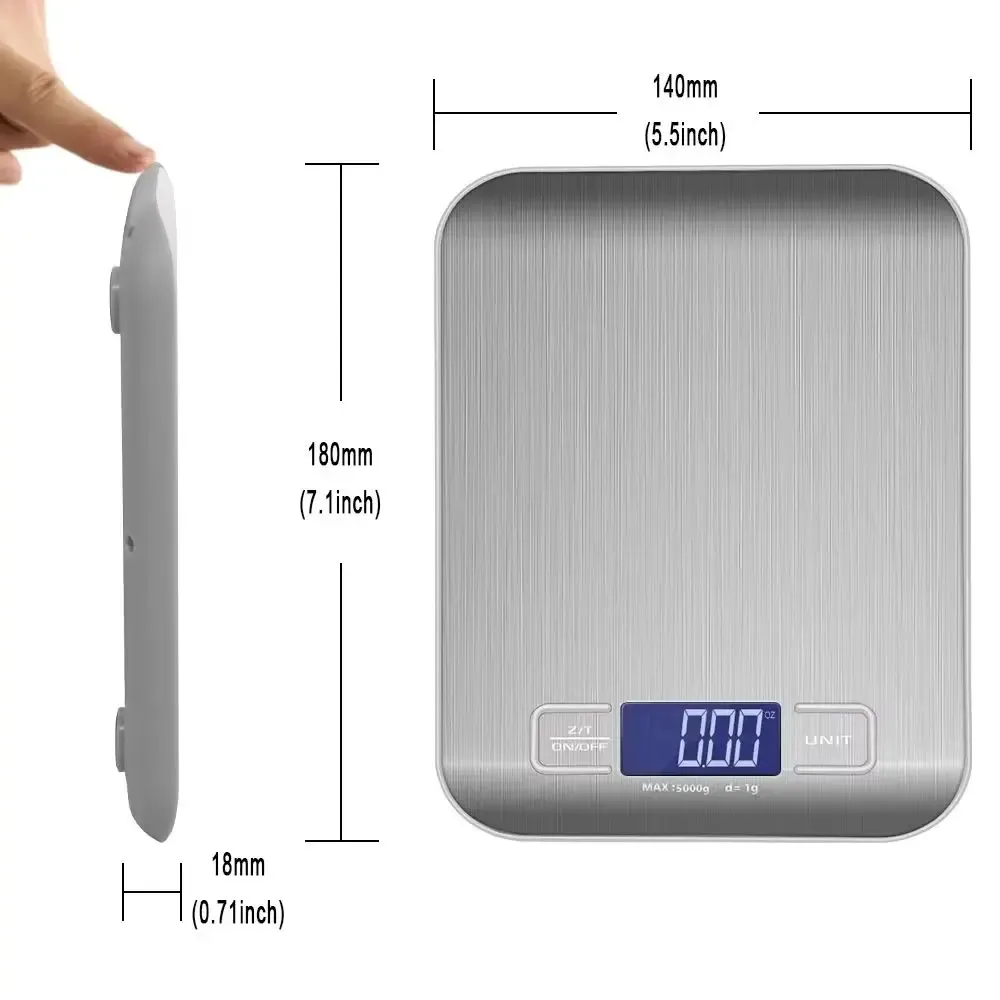 Balance de cuisine numérique 5 kg / 10 kg, précision 1 g, écran LCD, balance électronique pour café 6