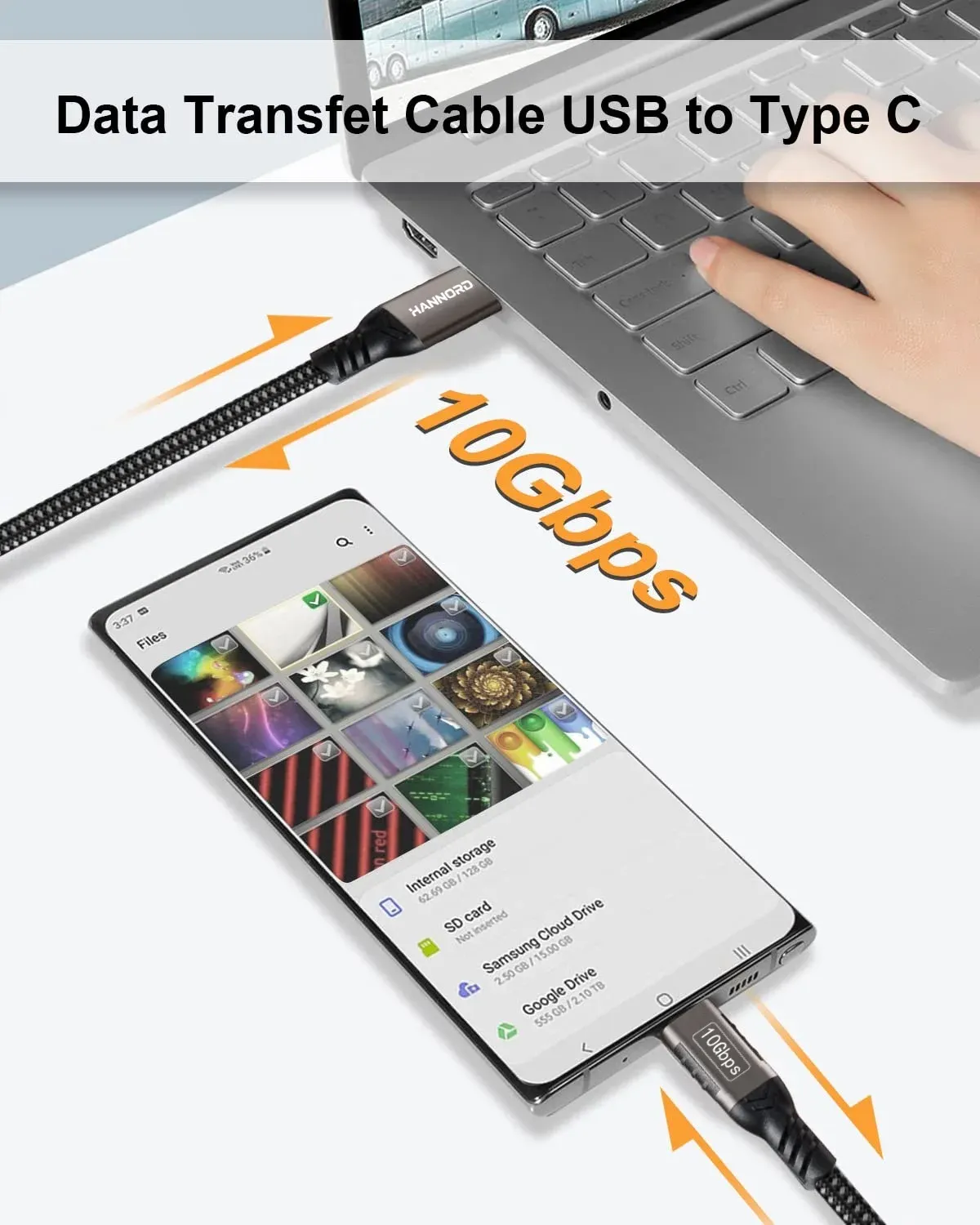 Câble USB-C en situation d'utilisation