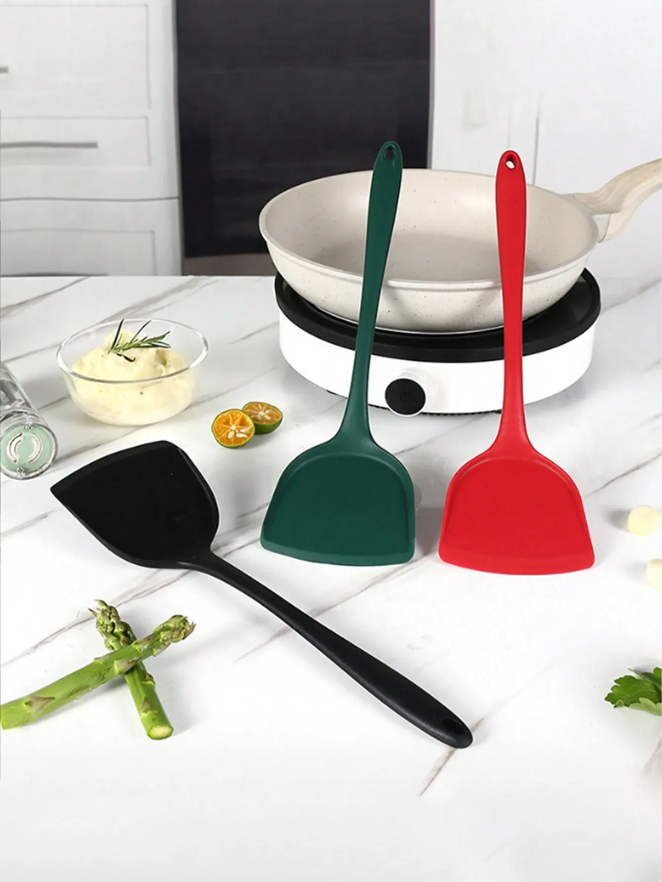 Spatule de cuisine en silicone épaissie, antiadhésive et résistante aux hautes températures, 1 pièce 5