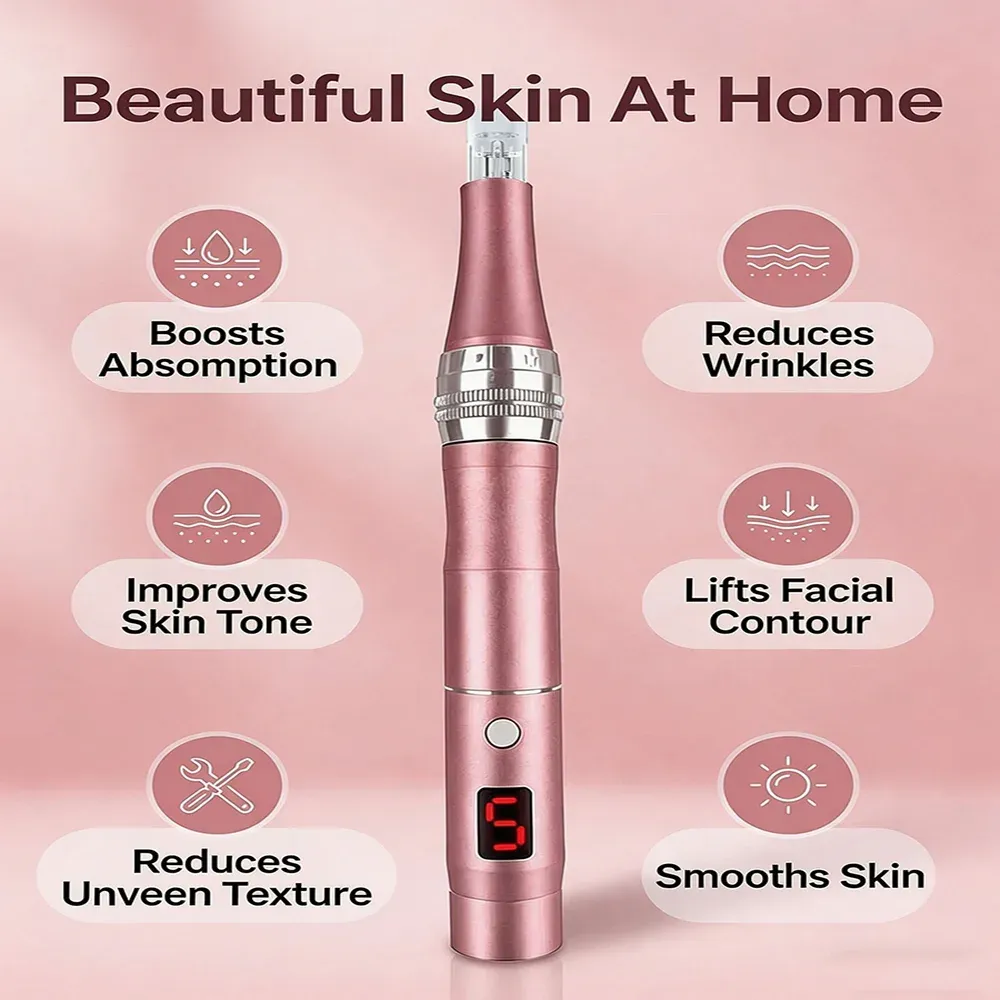 Masseur facial électrique rechargeable et portable avec 4 têtes interchangeables 2
