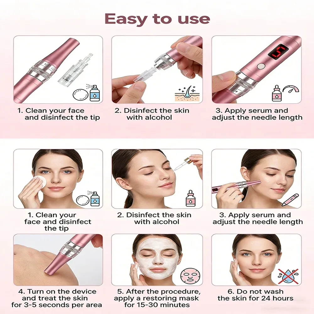 Masseur facial électrique rechargeable et portable avec 4 têtes interchangeables 3