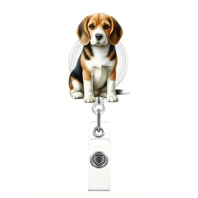 Porte-badge rétractable motif chien, clip en métal et crochet pivotant à 360° 15