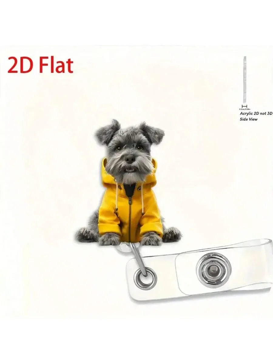 Porte-badge rétractable motif chien, clip en métal et crochet pivotant à 360° 8