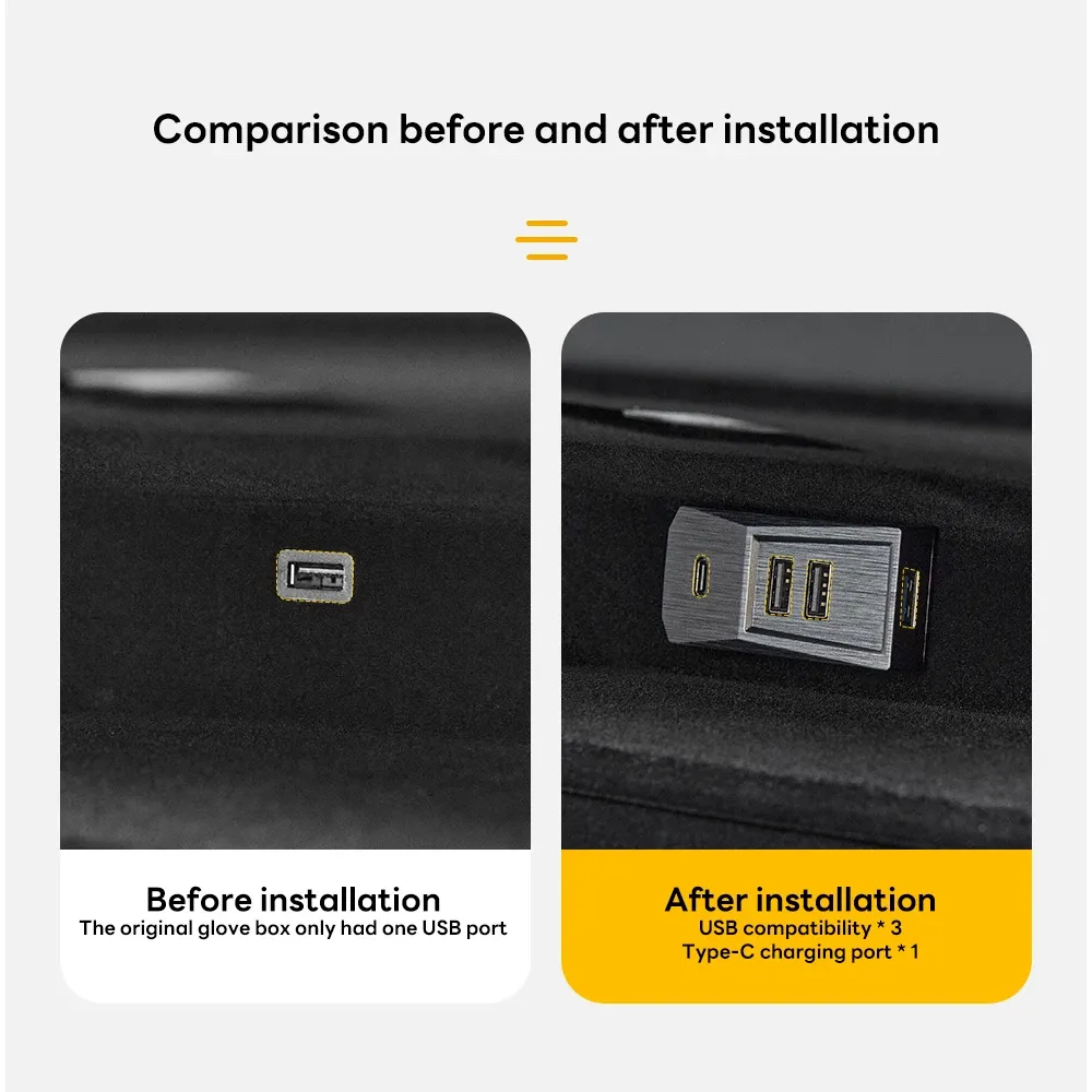 Connexions du hub USB pour véhicule Tesla