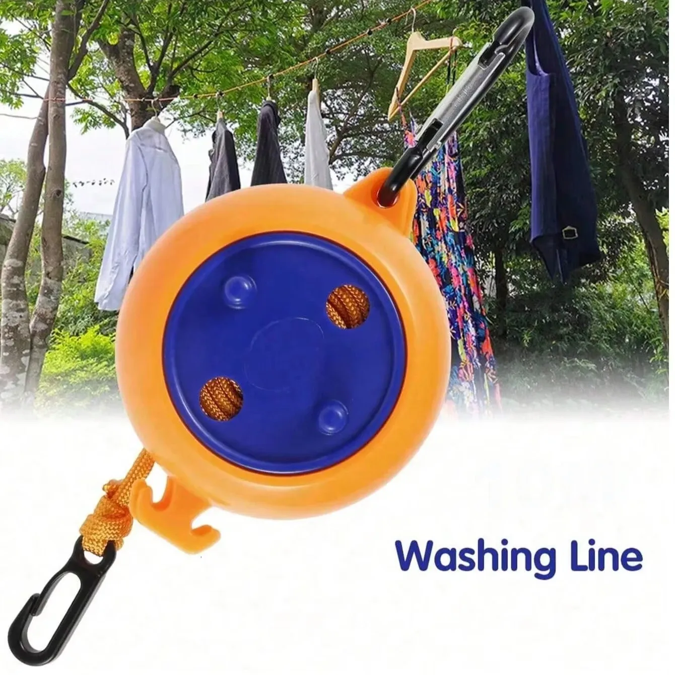 Corde à linge rétractable 8 m, séchoir de voyage portable pour camping en plein air 1