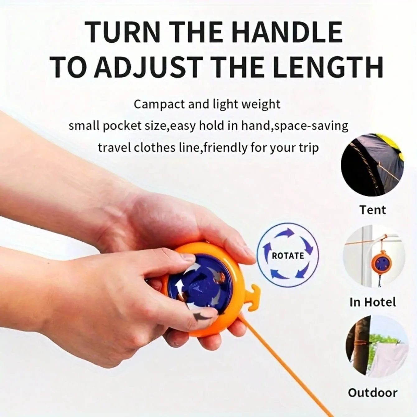 Corde à linge rétractable 8 m, séchoir de voyage portable pour camping en plein air 2