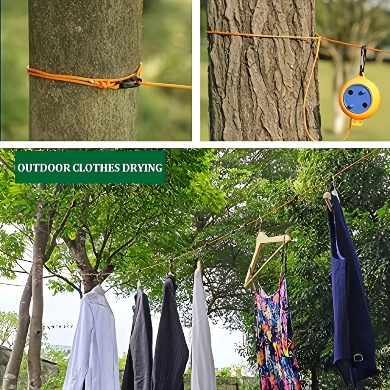 Corde à linge rétractable 8 m pour le camping