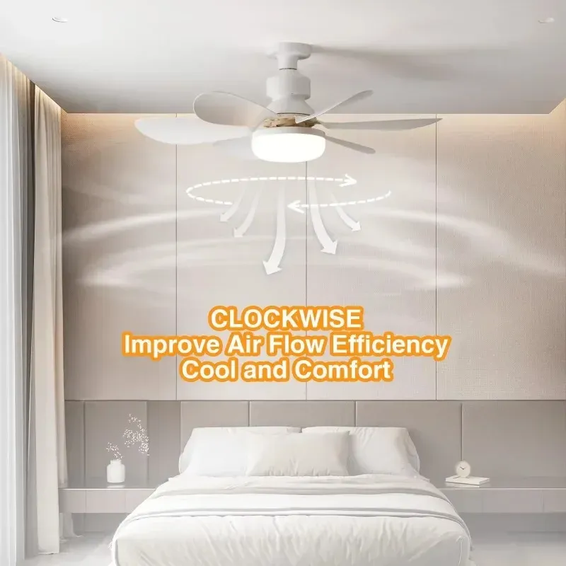 Ventilateur de plafond silencieux 30W/40W avec lumière LED et télécommande, culot E27, pour chambre à coucher et salon 3