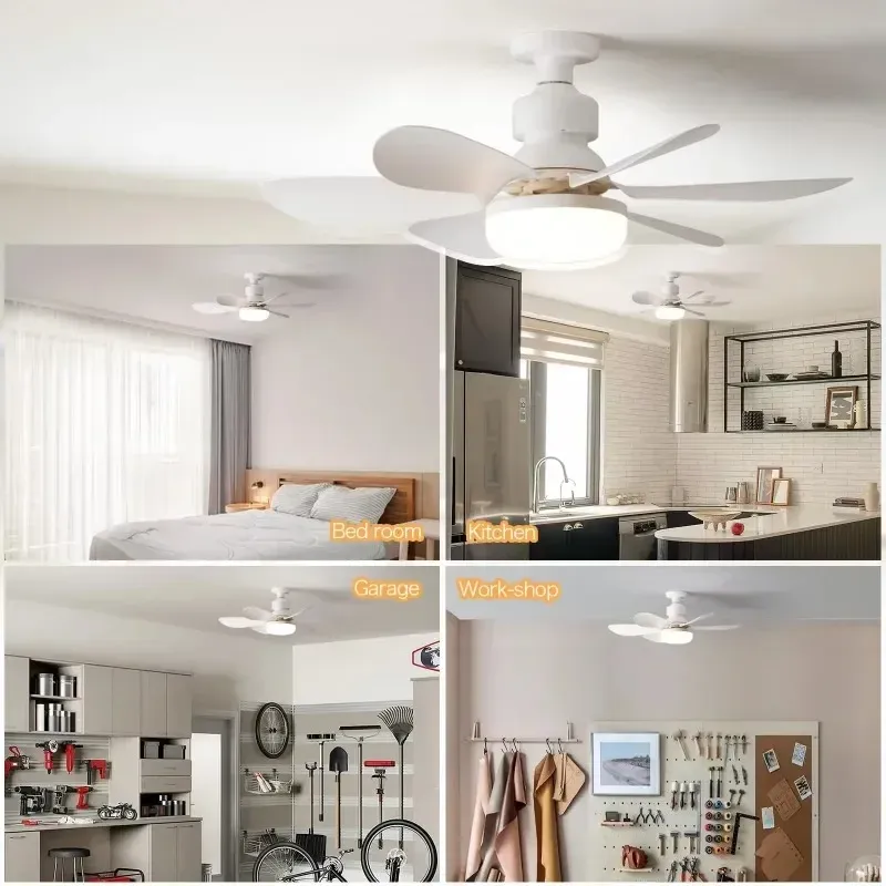 Ventilateur de plafond silencieux 30W/40W avec lumière LED et télécommande, culot E27, pour chambre à coucher et salon 6