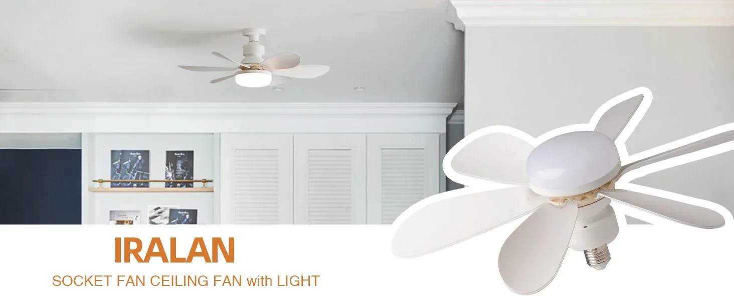 Détail du ventilateur de plafond avec éclairage LED intégré