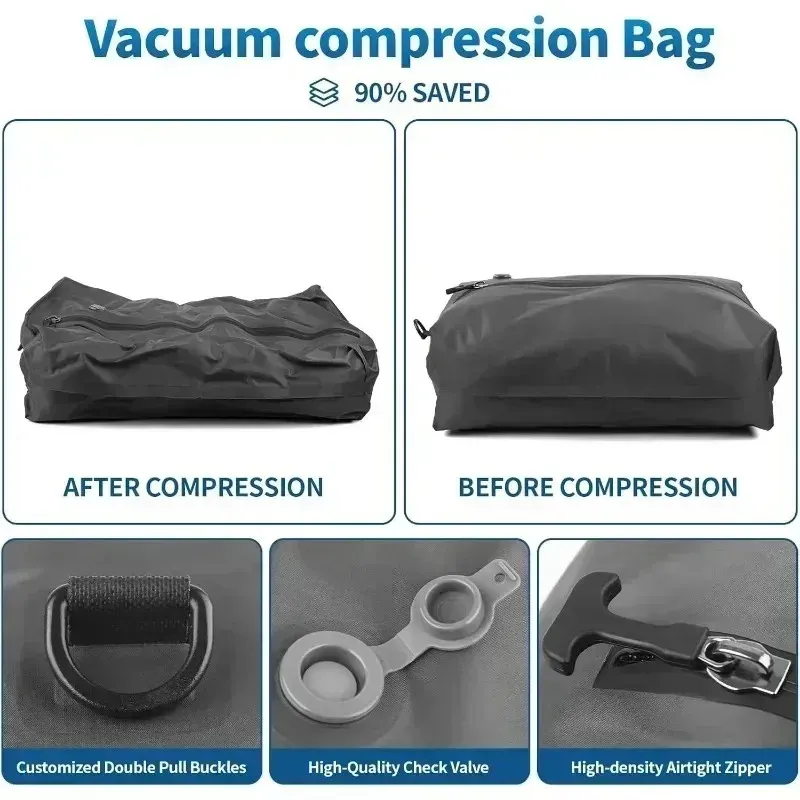 Sac de compression sous vide 17 L avec pompe à air, sac de rangement réutilisable pour vêtements, sac de compression de voyage, sac à bagages 2