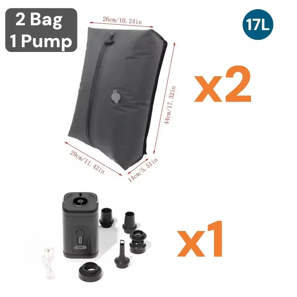 Sac de compression sous vide 17 L avec pompe à air, sac de rangement réutilisable pour vêtements, sac de compression de voyage, sac à bagages 9