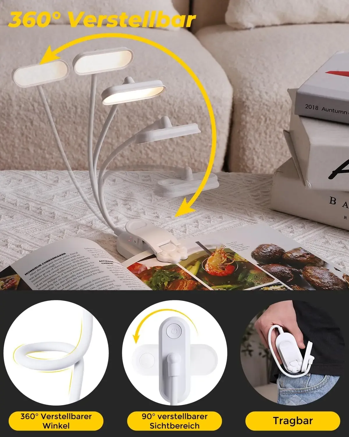 Lampe de lecture flexible en position