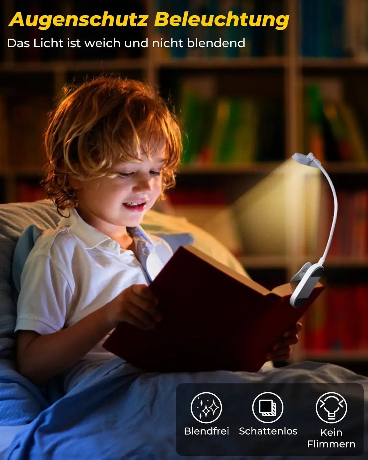 Lampe de lecture rechargeable en utilisation