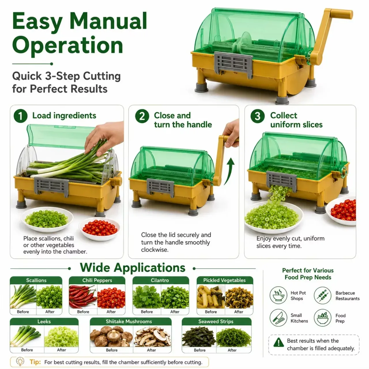 Mini-hachoir commercial pour aromates : oignon vert, piment, coriandre, ail et ciboulette – Outil de découpe et de préparation 4