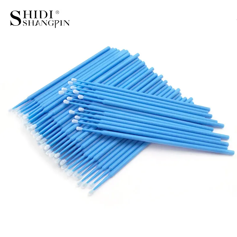 Micro-brosses de nettoyage durables pour extensions de cils, pinceaux de maquillage, applicateurs et outils de retrait de mascara, 100 pièces/sac 7