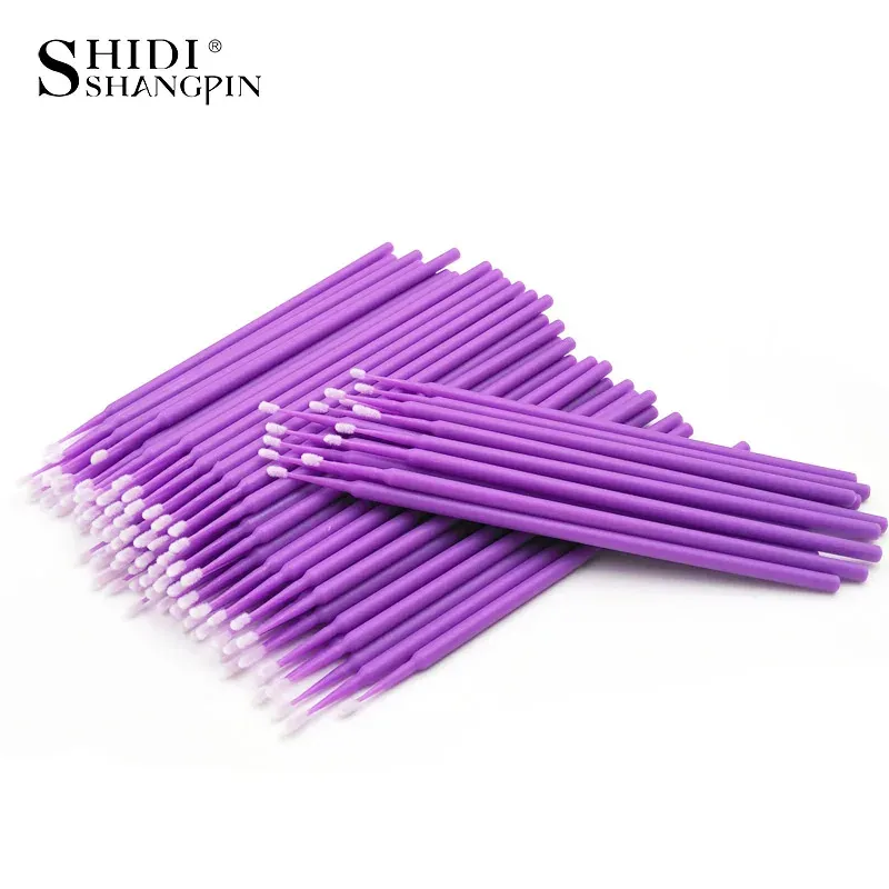 Micro-brosses de nettoyage durables pour extensions de cils, pinceaux de maquillage, applicateurs et outils de retrait de mascara, 100 pièces/sac 8