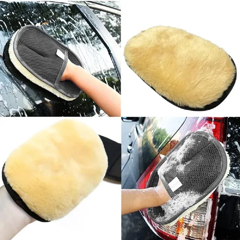 Gant de nettoyage doux pour lavage de voiture, en situation