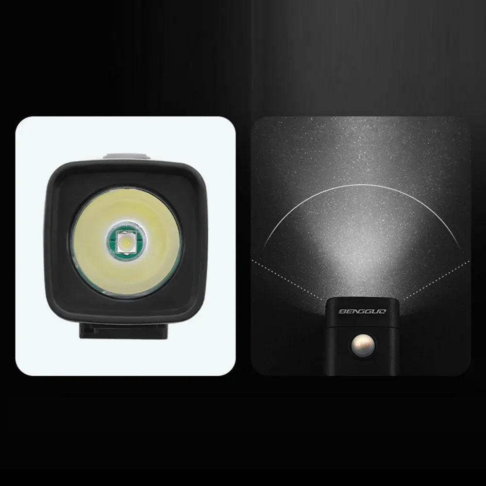 Lampe de vélo LED avant installée sur un guidon