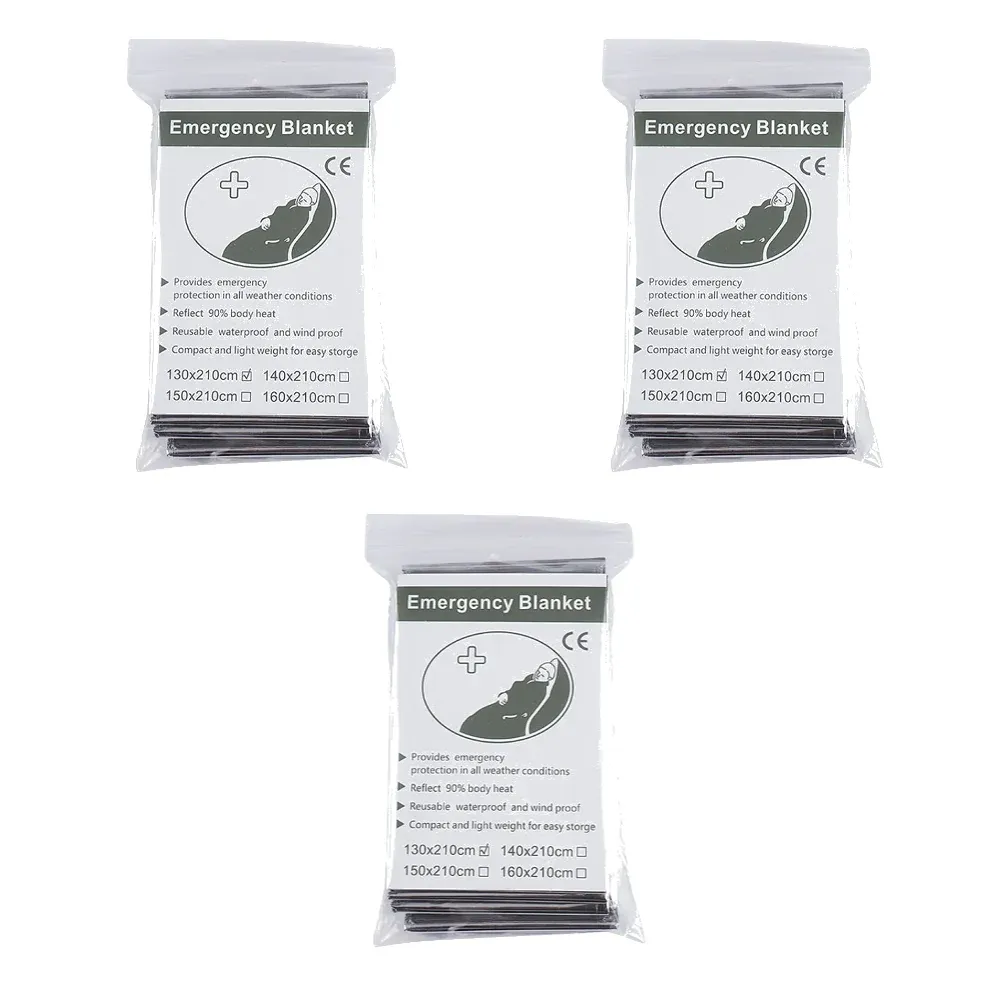 Couverture de survie d'urgence thermique, lot de 1 à 10 pièces, coupe-vent et imperméable, idéale pour le camping et le plein air 13