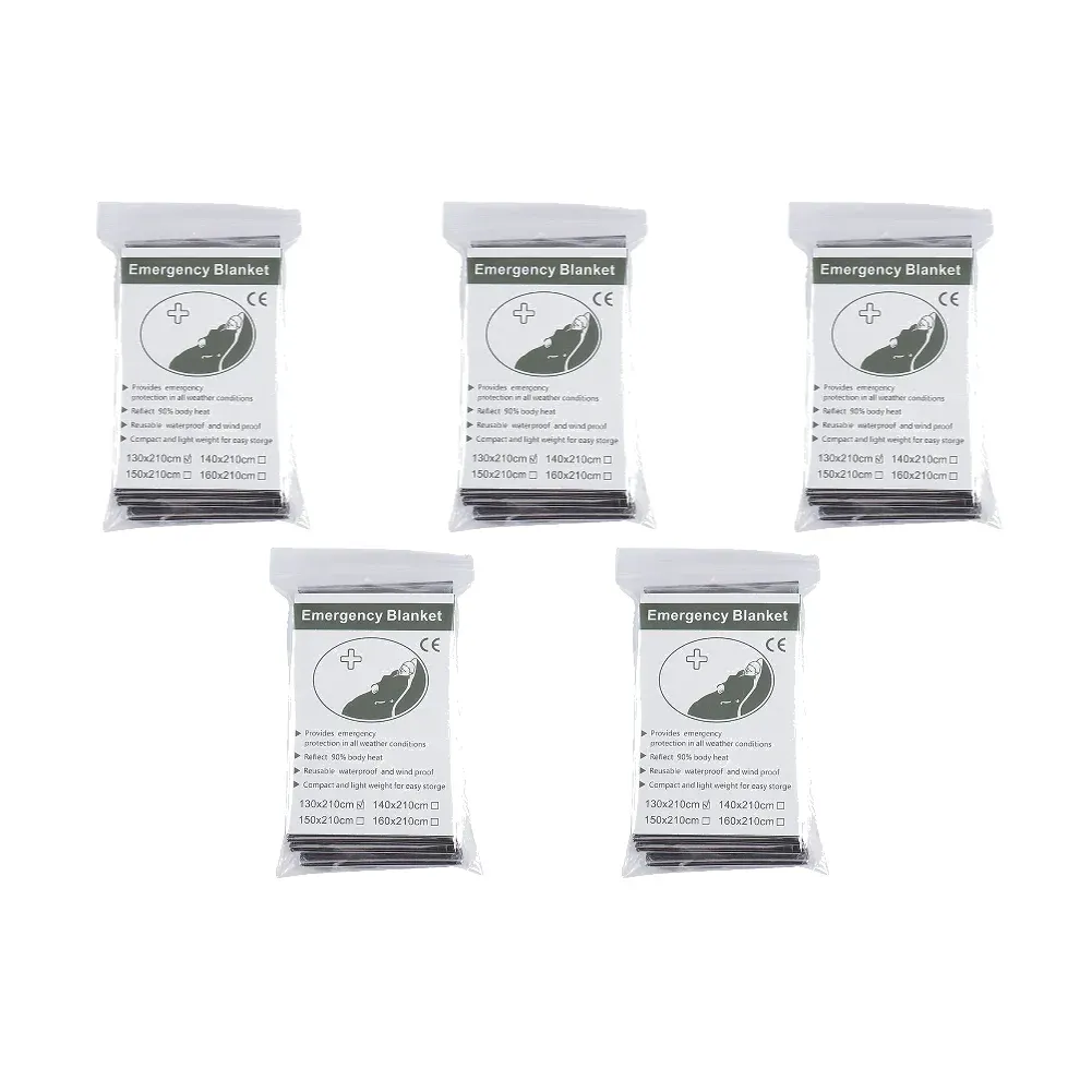 Couverture de survie d'urgence thermique, lot de 1 à 10 pièces, coupe-vent et imperméable, idéale pour le camping et le plein air 7