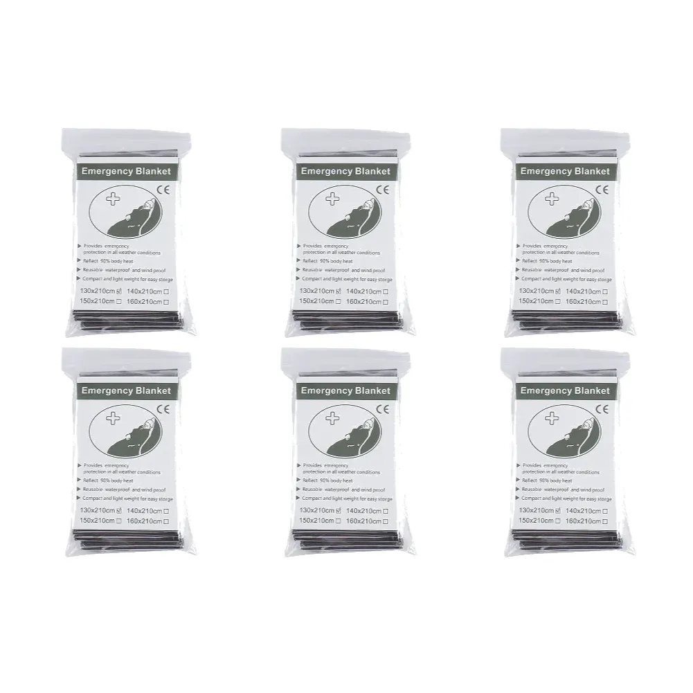 Couverture de survie d'urgence thermique, lot de 1 à 10 pièces, coupe-vent et imperméable, idéale pour le camping et le plein air 8