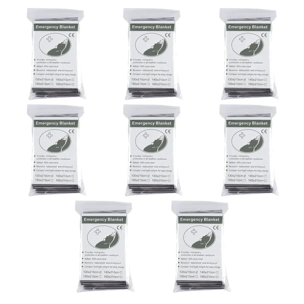 Couverture de survie d'urgence thermique, lot de 1 à 10 pièces, coupe-vent et imperméable, idéale pour le camping et le plein air 9