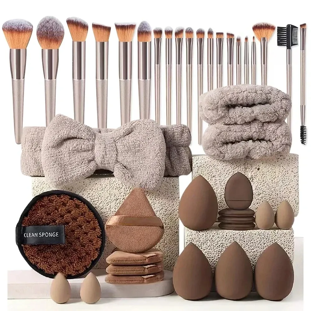 Ensemble de pinceaux de maquillage professionnels avec accessoires pour peau mixte, pinceaux doux adaptés aux débutants, 13/33 pièces 20