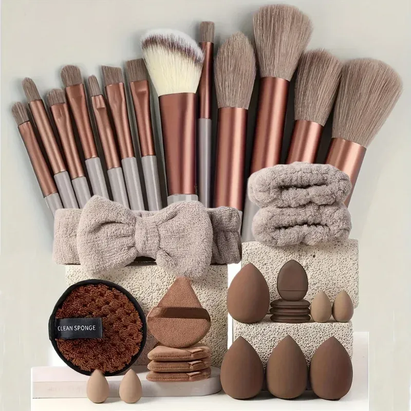 Ensemble de pinceaux de maquillage professionnels avec accessoires pour peau mixte, pinceaux doux adaptés aux débutants, 13/33 pièces 11