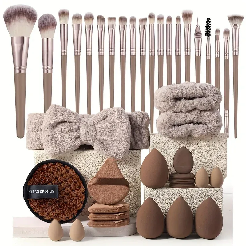 Ensemble de pinceaux de maquillage professionnels avec accessoires pour peau mixte, pinceaux doux adaptés aux débutants, 13/33 pièces 13