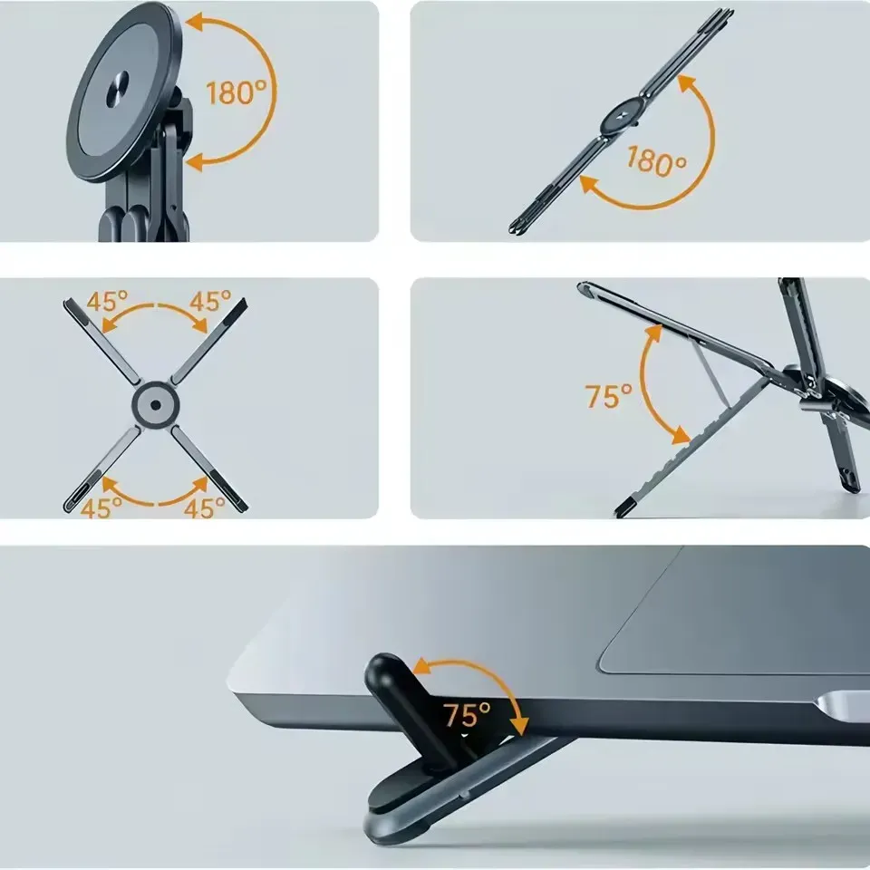 Support magnétique 3 en 1 pour téléphone avec perche à selfie et trépied pliable, compatible iPhone, iPad, tablette et ordinateur portable 5