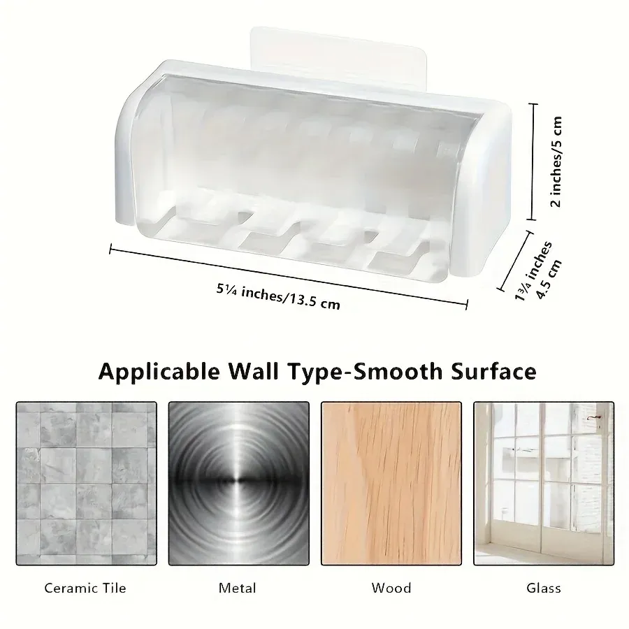 Porte-brosses à dents couvert à 5 emplacements, support mural auto-adhésif en plastique pour salle de bain 5