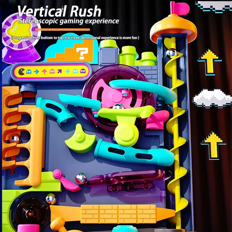 Jouet éducatif Montessori à plusieurs niveaux : circuit à billes et jeu d'aventure interactif pour enfants 2