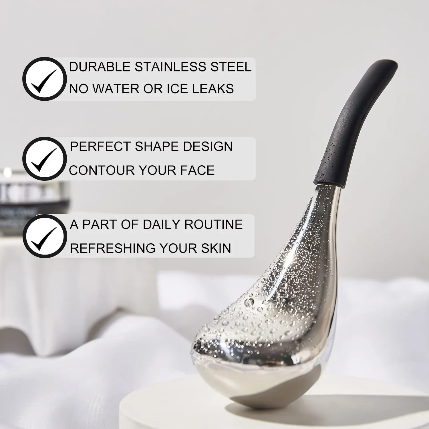 Rouleaux de glace pour le visage et les yeux, outil de soin de la peau en acier inoxydable, bâtons de beauté cryo pour femmes, globes de spa rafraîchissants 2