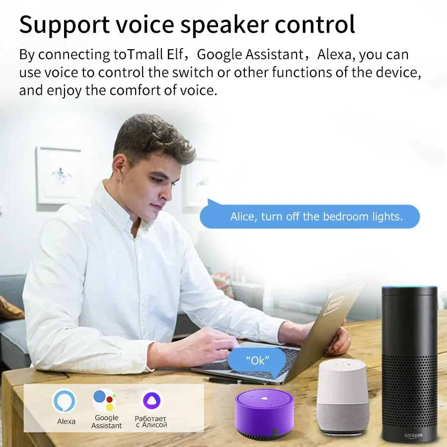 Disjoncteur intelligent Mini WiFi Tuya 16A / 20A, commutateur à contrôle bidirectionnel, compatible Smart Life, Alexa, Google Home et Alice 5