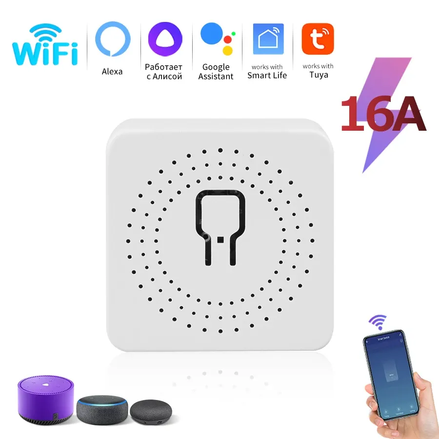 Disjoncteur intelligent Mini WiFi Tuya 16A / 20A, commutateur à contrôle bidirectionnel, compatible Smart Life, Alexa, Google Home et Alice 8